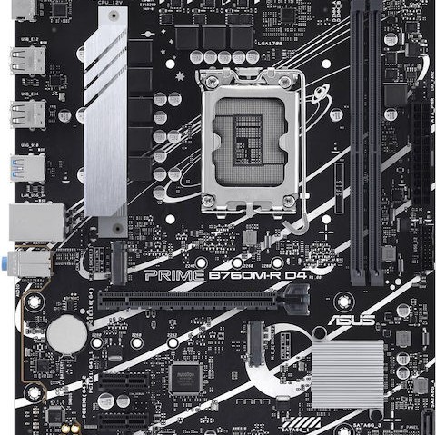 Asus Prime B760M-R D4 Motherboard Micro ATX με Intel 1700 Socket 90MB1HA0-M0EAY0