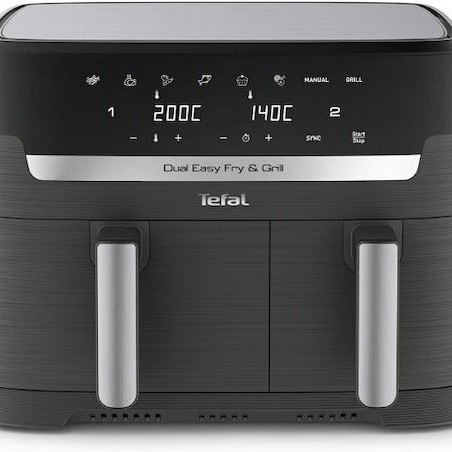 Tefal Dual Easy Air Fryer με Διπλό Αποσπώμενο Κάδο 8.3lt Μαύρο