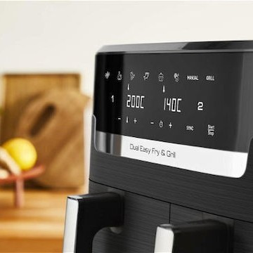 Tefal Dual Easy Air Fryer με Διπλό Αποσπώμενο Κάδο 8.3lt Μαύρο