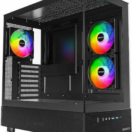 Montech XR Midi Tower Κουτί Υπολογιστή με Πλαϊνό Παράθυρο και ARGB Φωτισμό Μαύρο