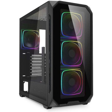 Sharkoon AK5G RGB Gaming Midi Tower Κουτί Υπολογιστή με Πλαϊνό Παράθυρο Μαύρο
