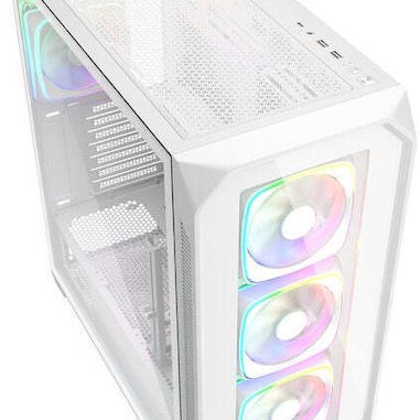 Sharkoon AK5G RGB Gaming Midi Tower Κουτί Υπολογιστή με Πλαϊνό Παράθυρο Λευκό