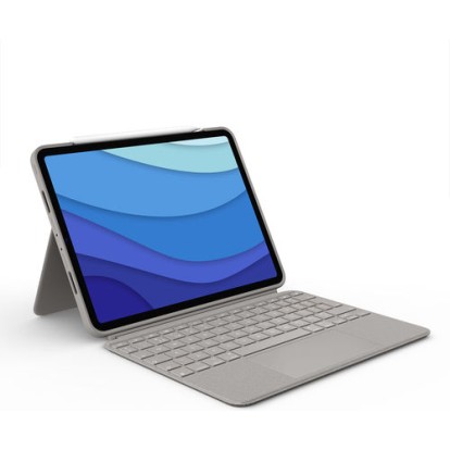 Logitech Combo Touch Flip Cover με Πληκτρολόγιο Γερμανικά Μπεζ (iPad Pro 2018 11