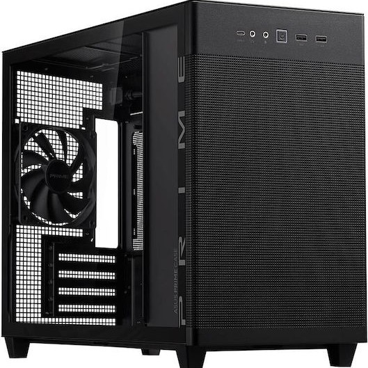 Asus Prime AP201 TG Gaming Micro Tower Κουτί Υπολογιστή με Πλαϊνό Παράθυρο Black