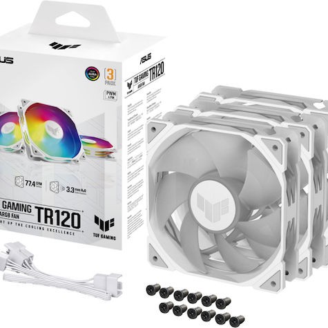 Asus TUF Gaming TR120 ARGB Case Fan με Σύνδεση 4-Pin PWM 3τμχ Λευκό