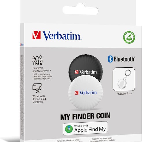 Verbatim My Finder Coin (2 Pack) Apple Find My Tracker Black/White