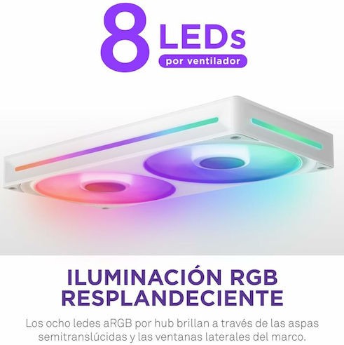 NZXT RF-U24HF-W1 Case Fan 240mm με ARGB Φωτισμό και Σύνδεση 4-Pin PWM / 4-pin NZXT RGB Λευκό