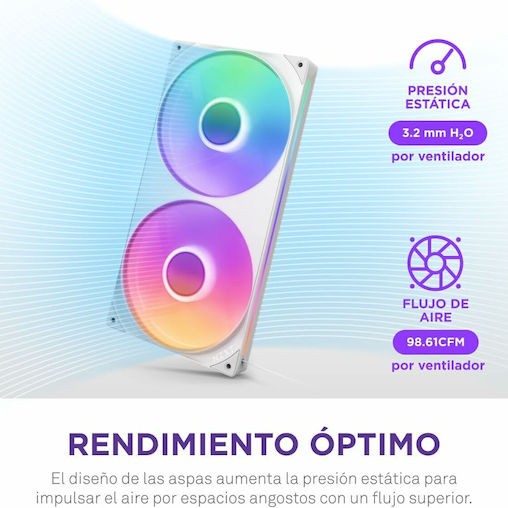 NZXT F280 RGB Core Case Fan με Σύνδεση 4-Pin PWM / 4-pin NZXT RGB Λευκό