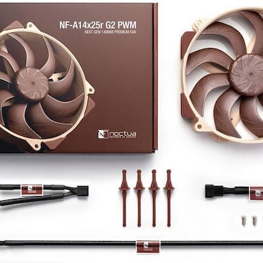 Noctua NF-A14X25R G2 PWM Case Fan 140mm με Σύνδεση 4-Pin Καφέ
