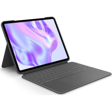 Logitech Combo Touch Flip Cover με Πληκτρολόγιο στα Γερμανικά Γκρι (Apple iPad Pro 13) 920-012665
