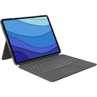 Logitech Combo Touch Flip Cover με Πληκτρολόγιο στα Γερμανικά Γκρι (Apple iPad Pro 13) 920-012665