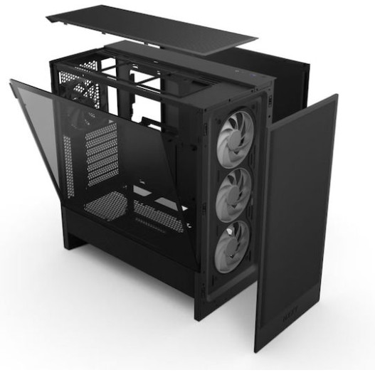 NZXT H5 (2024) Flow Midi Tower Κουτί Υπολογιστή με Πλαϊνό Παράθυρο και RGB Φωτισμό Μαύρο