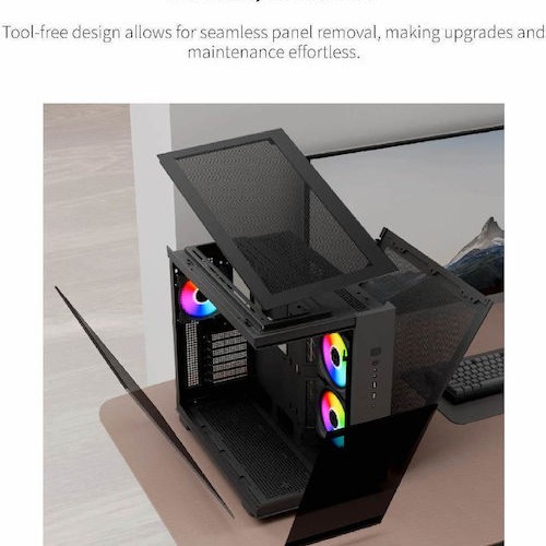 Montech King 65 Pro Gaming Midi Tower Κουτί Υπολογιστή με Πλαϊνό Παράθυρο και RGB Φωτισμό Μαύρο