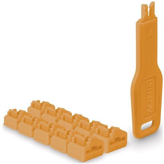 Port Locks Lindy Rj45 Orange 10 Pcs + 1 Key