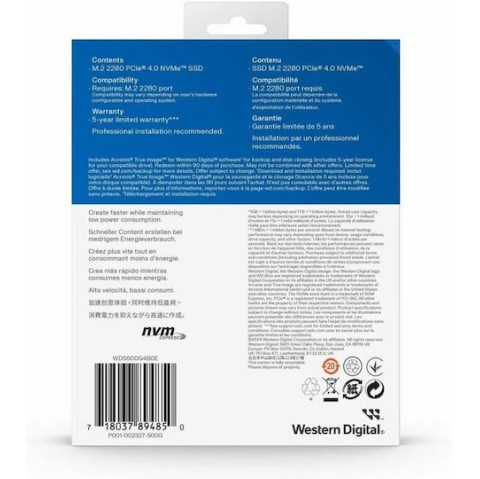 Western Digital SN5000 SSD 500GB M.2 NVMe PCI Express 4.0