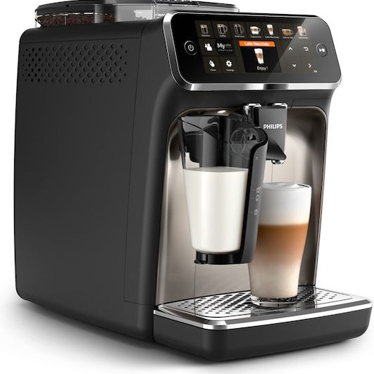Philips 5400 Series Αυτόματη Μηχανή Espresso 1500W Πίεσης 15bar για Cappuccino με Μύλο Άλεσης Μαύρη