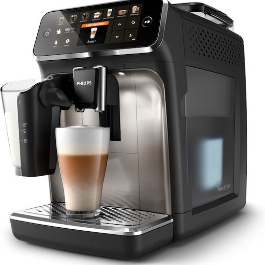 Philips 5400 Series Αυτόματη Μηχανή Espresso 1500W Πίεσης 15bar για Cappuccino με Μύλο Άλεσης Μαύρη