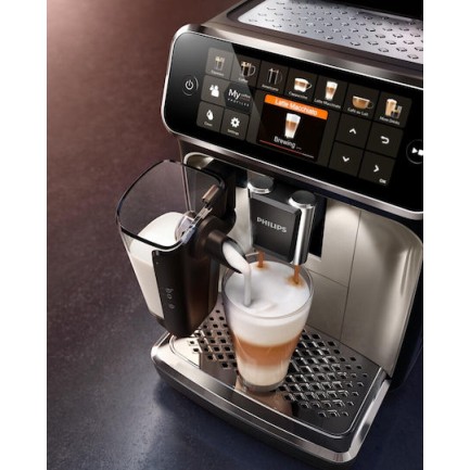 Philips 5400 Series Αυτόματη Μηχανή Espresso 1500W Πίεσης 15bar για Cappuccino με Μύλο Άλεσης Μαύρη