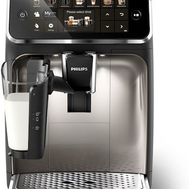 Philips 5400 Series Αυτόματη Μηχανή Espresso 1500W Πίεσης 15bar για Cappuccino με Μύλο Άλεσης Μαύρη