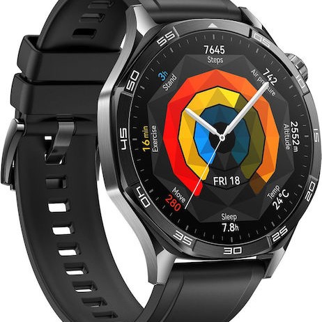 Huawei Watch GT 5 Stainless Steel 46mm Αδιάβροχο με Παλμογράφο (Μαύρο)