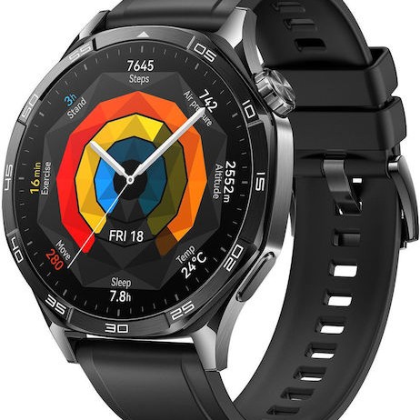 Huawei Watch GT 5 Stainless Steel 46mm Αδιάβροχο με Παλμογράφο (Μαύρο)