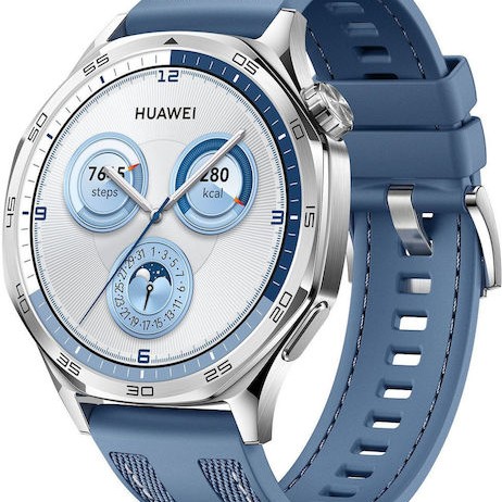 Huawei Watch GT 5 Stainless Steel 46mm Αδιάβροχο με Παλμογράφο (Μπλε)