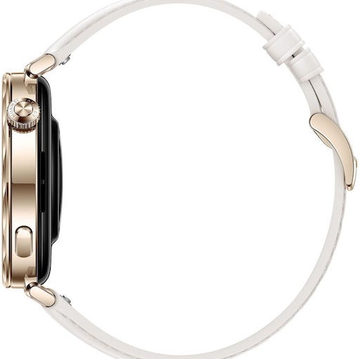 Huawei Watch GT 5 41mm Αδιάβροχο με Παλμογράφο (White Leather Strap)