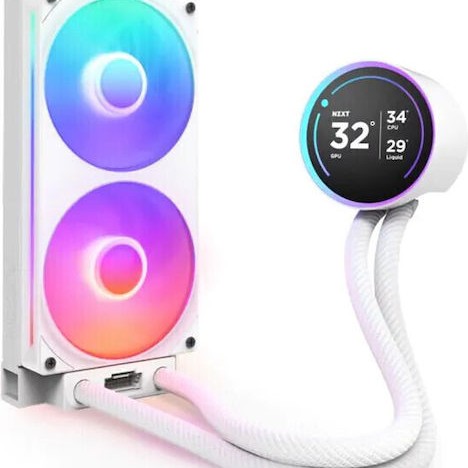 NZXT Kraken Elite 240 (v2) Υδρόψυξη Επεξεργαστή Διπλού Ανεμιστήρα 120mm για Socket AM4/AM5/1700/1200/115x με RGB Φωτισμό Λευκή