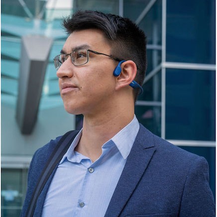 Shokz OpenRun Bone Conduction Bluetooth Handsfree Ακουστικά με Αντοχή στον Ιδρώτα Μπλε