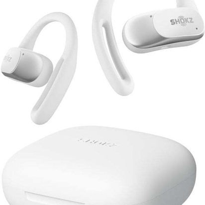Shokz OpenFit Air Open Ear Bluetooth Handsfree Ακουστικά με Αντοχή στον Ιδρώτα και Θήκη Φόρτισης Λευκά