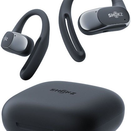 Shokz OpenFit Air Open Ear Bluetooth Handsfree Ακουστικά με Αντοχή στον Ιδρώτα και Θήκη Φόρτισης Μαύρα