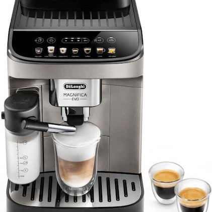 De'Longhi Magnifica Evo Αυτόματη Μηχανή Espresso 1450W Πίεσης 15bar για Cappuccino με Μύλο Άλεσης Ασημί