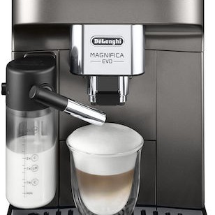 De'Longhi Magnifica Evo Αυτόματη Μηχανή Espresso 1450W Πίεσης 15bar για Cappuccino με Μύλο Άλεσης Ασημί