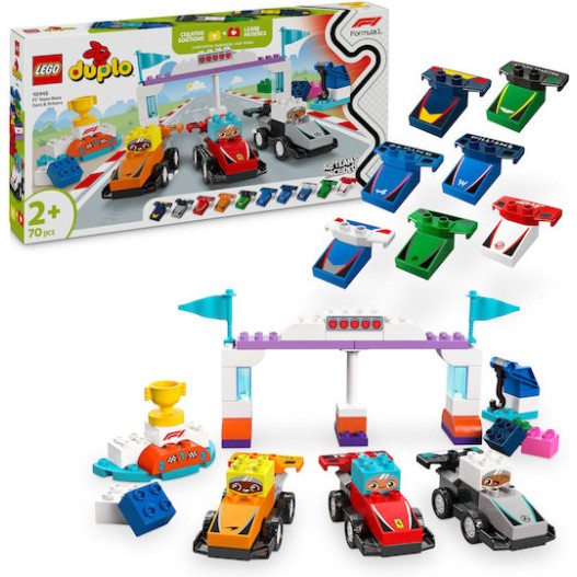 Lego Duplo Town F1 Team Race Cars & Drivers για 2+ Ετών 70τμχ