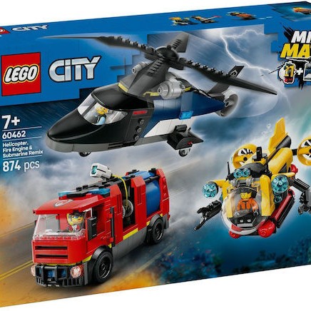 Lego City Helicopter, Fire Engine & Submarine για 7+ Ετών 874τμχ