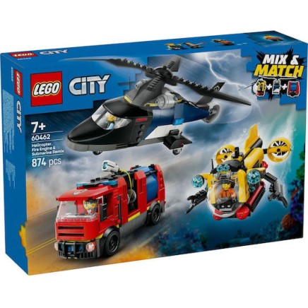 Lego City Helicopter, Fire Engine & Submarine για 7+ Ετών 874τμχ