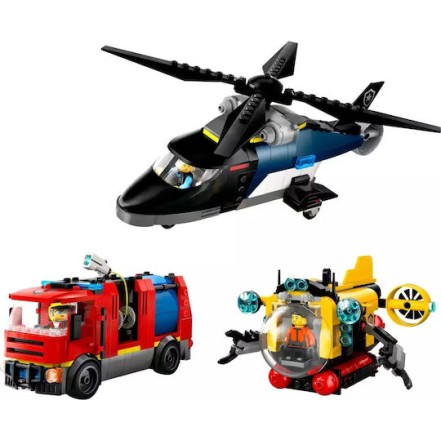 Lego City Helicopter, Fire Engine & Submarine για 7+ Ετών 874τμχ