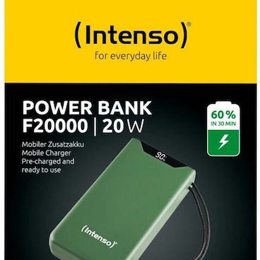 Intenso F20000 Power Bank 20000mAh με Θύρα USB-A και Θύρα USB-C Power Delivery / Quick Charge 3.0 Πράσινο