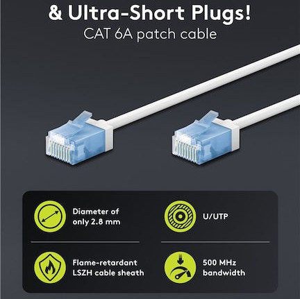 Goobay U/UTP Cat.6a Καλώδιο Δικτύου Ethernet 0.5m Λευκό 1τμχ