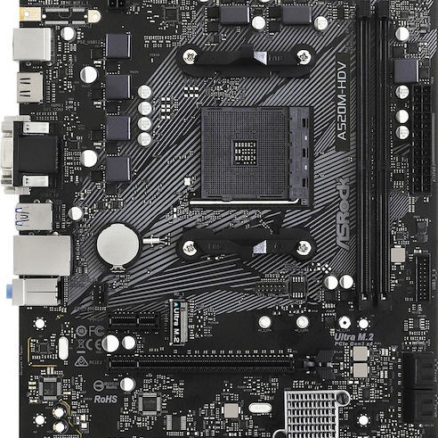 ASRock A520M-HDV Motherboard Micro ATX με AMD AM4 Socket 90-MXBE50-A0UAYZ