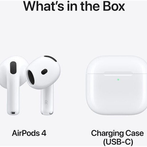 Apple AirPods 4 Earbud Bluetooth Handsfree Ακουστικά με Αντοχή στον Ιδρώτα και Θήκη Φόρτισης Λευκά