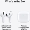 Apple AirPods 4 with Active Noise Cancellation Earbud Bluetooth Handsfree Ακουστικά με Αντοχή στον Ιδρώτα και Θήκη Φόρτισης Λευκά