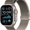Apple Watch Ultra 2 2024 Titanium 49mm Αδιάβροχο με eSIM και Παλμογράφο (Natural με Natural Titanium Milanese Loop - Small)