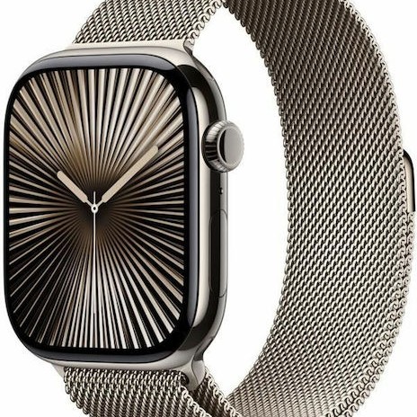 Apple Watch Series 10 Cellular Titanium 46mm Αδιάβροχο με eSIM και Παλμογράφο (Natural Titanum with Milanese Loop Natural (M/L))