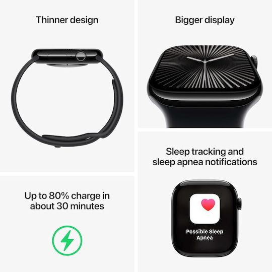 Apple Watch Series 10 Cellular Titanium 46mm Αδιάβροχο με eSIM και Παλμογράφο (Natural Titanum with Milanese Loop Natural (M/L))