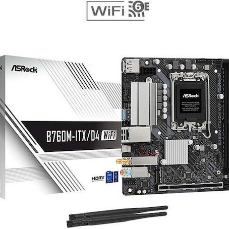 ASRock B760M-ITX/D4 WIFI Motherboard Mini ITX με Intel 1700 Socket 90-MXBKY0-A0CAYZ