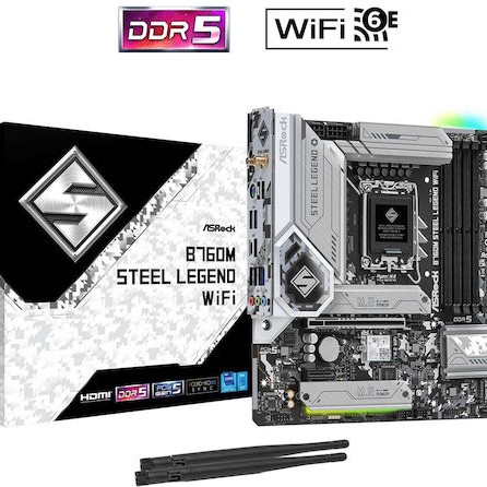 ASRock B760M Steel Legend WiFi Motherboard Micro ATX με Intel 1700 Socket 90-MXBL70-A0UAYZ