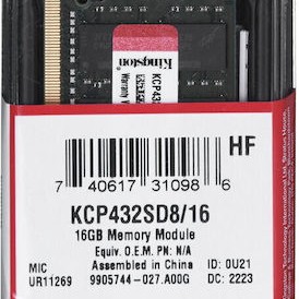 Kingston DDR4 με Module 1x16GB και Ταχύτητα 3200 για Laptop