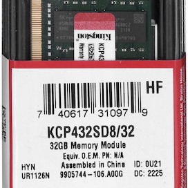 Kingston DDR4 με Module 1x32GB και Ταχύτητα 3200 για Laptop