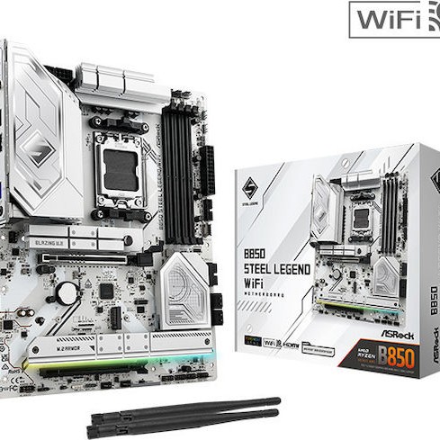 ASRock B850 Steel Legend WiFi Motherboard ATX με AMD AM5 Socket 90-MXBQS0-A0UAYZ